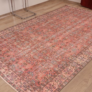 Red Oushak Turkish Rug (5.6x9.3 ft): Vintage Bedroom Living Room Rug