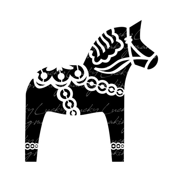 Plotter File Dala Horse Dalarna Horse Stencil Svg Dxf Eps Png Instant Download, Digital Download Silhuette Cameo Cricut