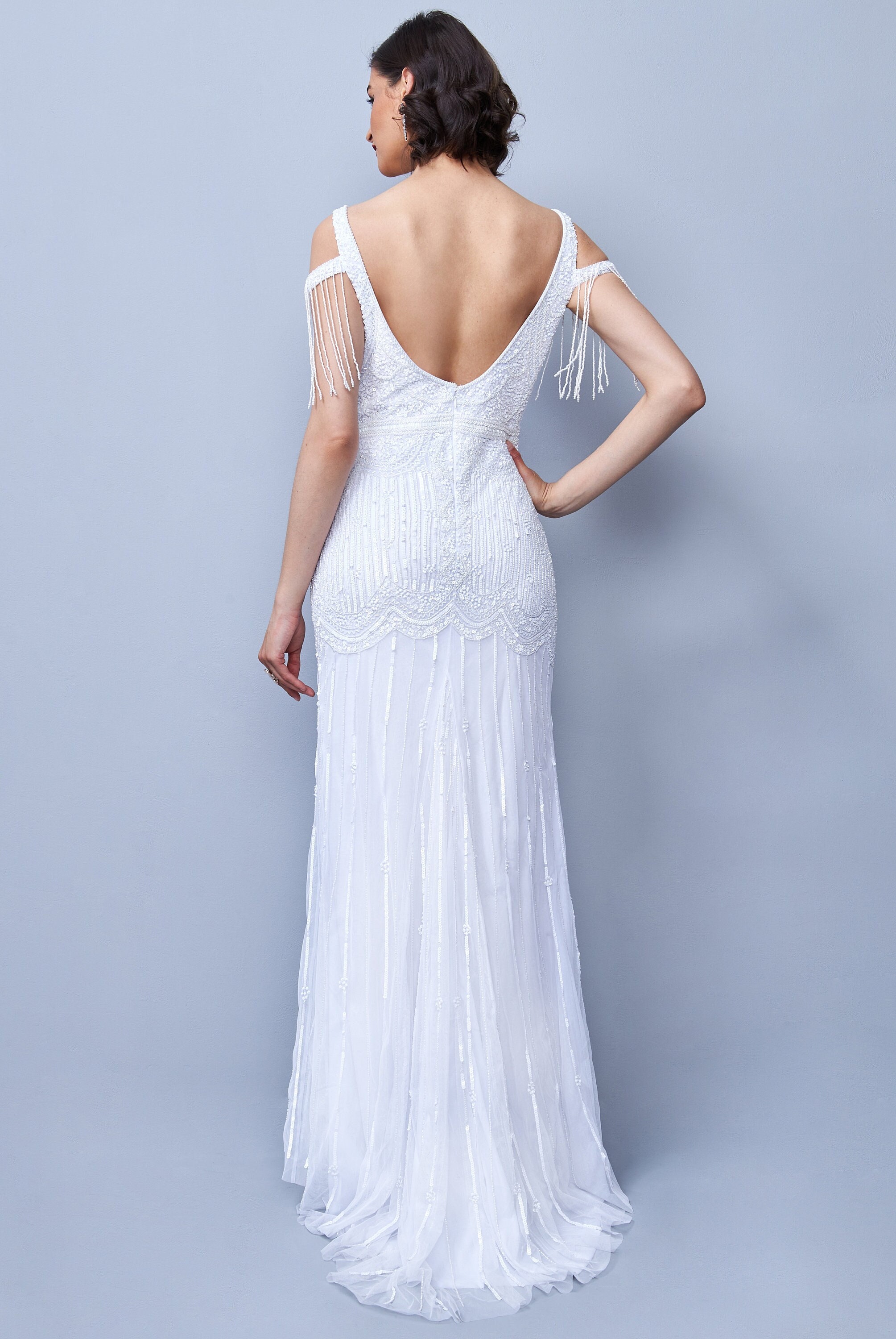 Vestido de noiva branco maxi US8, estilo vintage dos anos 1920