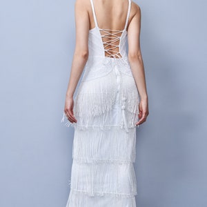 Limited Edition Plus Size Bridal Flapper 1920s Vintage inspired Great Gatsby Art Deco Fringe Wedding reception Bridal shower Maxi dress