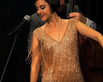 Size US4 Blush Fringe Flapper Art Deco 1920s inspired Great Gatsby Charleston Wedding Guest Bridal Bridesmaids Party Cocktail dress