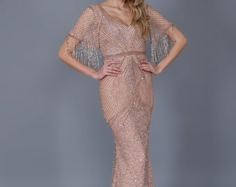 Limited Edition Hailey Wedding Gown Blush Maxi Prom Dress 1920s Great  Gatsby Art Deco Bridesmaid Wedding Guest Party Dress - Etsy