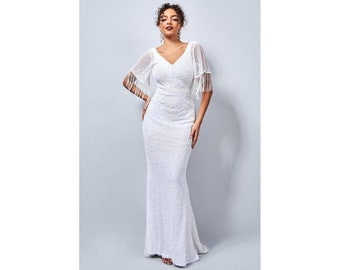 white dresses for bridal shower plus size Ladivine by Cinderella Divine 7469WW main image 0