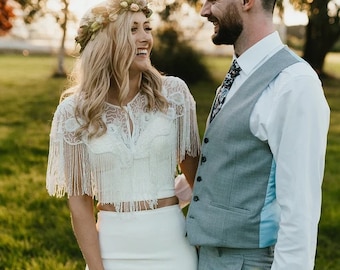 Wedding Bridal Embellished Cape in White 20s inspired Flapper Wedding Prom Jacket Bolero Great Gatsby Art Deco beaded Shrug cape