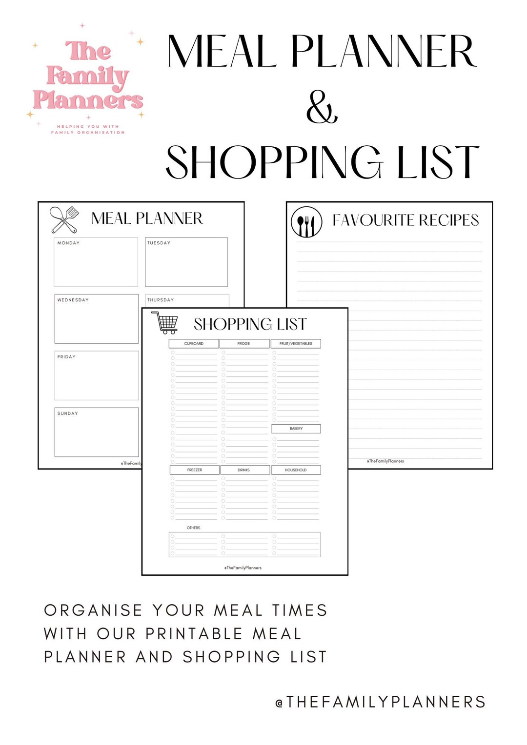 Weekly Meal Planner & Shopping List Printable Template - Etsy