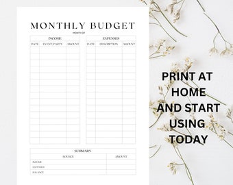 Monthly Budget Track Sheet