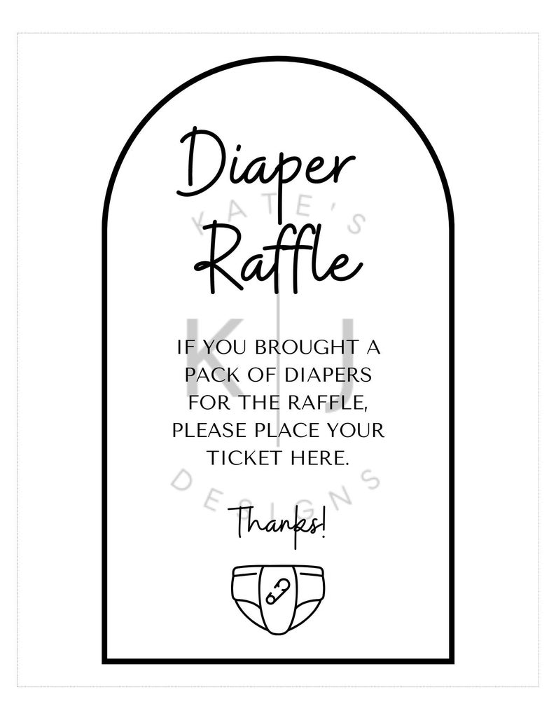 Diaper Raffle Baby Shower Invite Insert Diaper Raffle Easy Etsy
