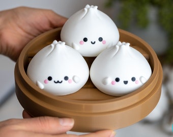 Kawaii Dim Sum Bao Buddy Basket - Adorable 3D Printed Decor