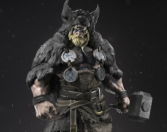 Barbarian Thor - 3D Printed Figure, Fan Art Model Kit