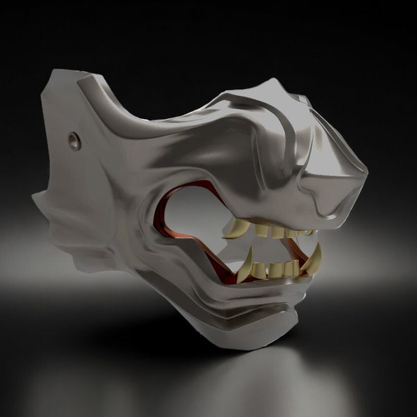 Ghost Wolf Oni Mask - 3D Printed Décor, Costume, Cosplay