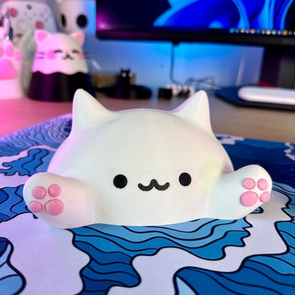 Kawaii Desk / Bongo Cat Meme - Adorable Desk Accessory - Keep Your Desk Tidy and Cute!