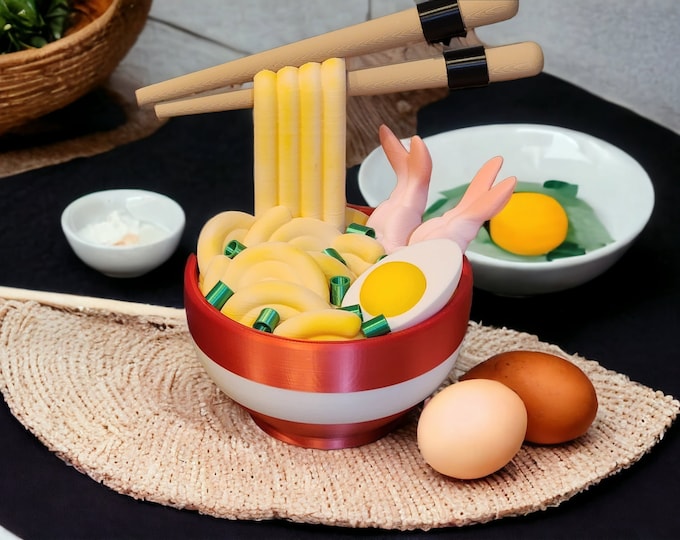 Ramen Noodles Bowl Decor - 3D Printed Food Art with Secret Storage