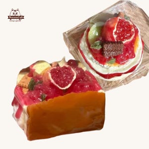Handmade Pomegranate Cake Toast Food Squishy  Squeezable Stress Relief Sensory Fidget Toys
