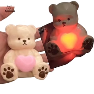 Soft Glowing Squishy Sitting Bear with Heart Squishy Squeezable Stress Relief Sensory Oddlysatisfying Fidget Toys