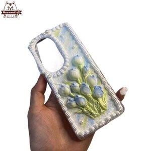 Finished Handmade Decoden Phone Case | Beautiful Blue Flowers Bunch | Samsung | Android | Apple iPhone | Tablet