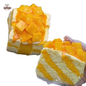 Kawaii Mango Cake Food Taba Squishy Stress Relief Fidget Toy for Collectors Gift