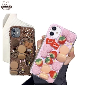 Finished Handmade Decoden Phone Case | Chocolate Strawberry Ice Cream Cookies Candy | Samsung | Android | Apple iPhone | Tablet
