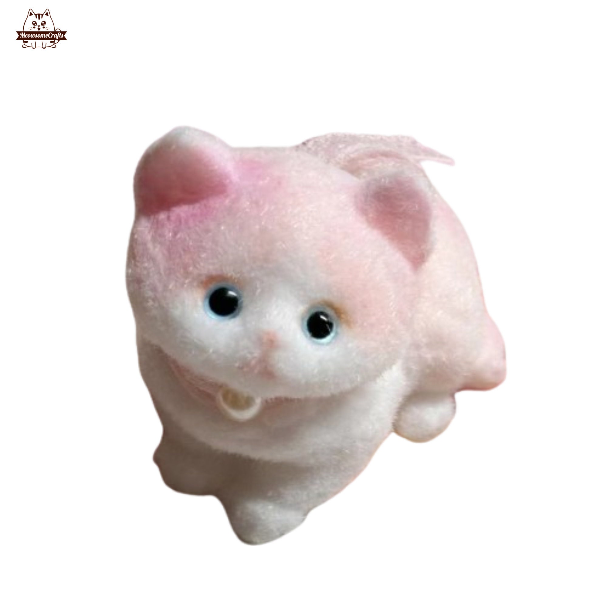 Pink White Kitten Cat Furry Squishy Squeezable Stress Relief