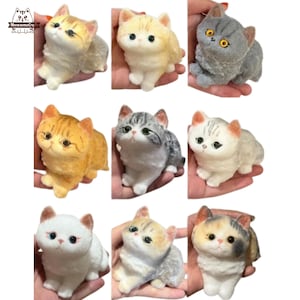 Soft Furry Sitting Kitty Cats Squishy Squeezable Stress Relief Sensory Fidget Toy Washable
