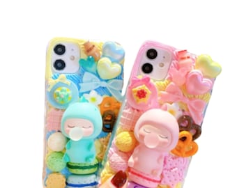 Cover per telefono Decoden realizzata a mano / Kawaii Baby Cookies Ice Cream Hearts Candy / Samsung / Android / Apple iPhone / Tablet