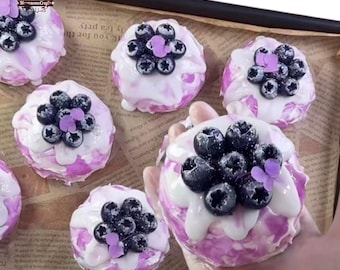 Realistic Blueberry Cake Food Squishy Squeezable Stress Relief Sensory Fidget Toy