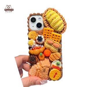 Finished Handmade Decoden Phone Case |Peanut Toast Bread CookiesFood| Samsung | Android | Apple iPhone | Tablet