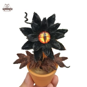 手作りのふわふわデビルアイズ植物ミニシェニールパイプクリーナー猫フィギュアオーナメント