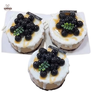 Boba-themed Blueberry Drizzle Cake Realistic Dessert Taba squishy Stress Relief Toy Food Fidget Toy