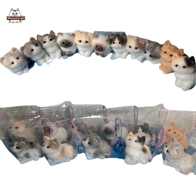 Gallery Detail: Furry Kittens Cats Keychain Squishy Squeezable Stress Relief Sensory