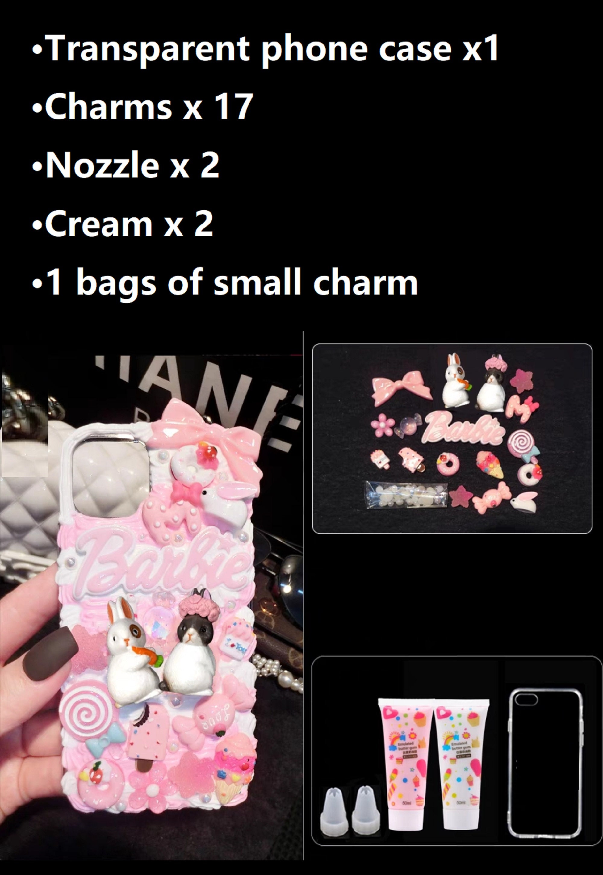 Decoden Phone Case DIY Kit Kawaii Pig Food Donut Cookies Macaroons  Watermelon Cream Charms for Samsung Android Apple iPhone Tablet 