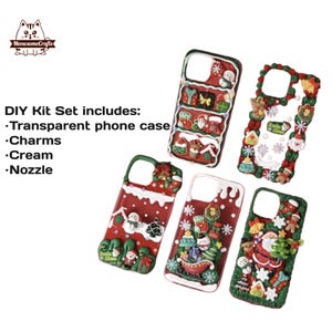 Decoden Phone Case DIY Kit Christmas Tree Santa Sleigh Reindeer Snowflakes Gifts | Cream Charms Samsung | Android | Apple iPhone | Tablet