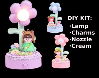 DIY Customized Desk Lamp Night Light Kit | Kawaii Girls Bear Strawberry Sun Hats Flower Lamp | Kids Crafts | Personalized Gift