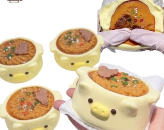 Cute Bowl Beef Noodles Food Taba Squishy Squeezable Stress Relief Sensory Fidget Toy