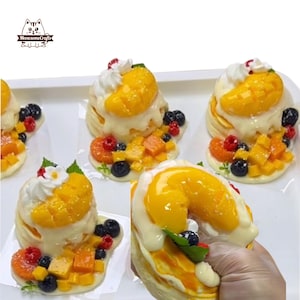 Mango Fruit Pancake Food Squishy Squeezable Stress Relief Slow-Rise Squishy