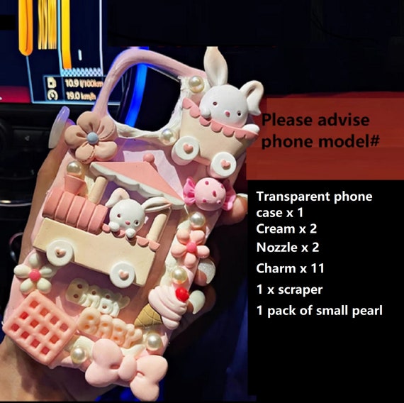 Decoden Phone Case DIY Kit Bunny Rabbit Bow Cookies Cream Charm