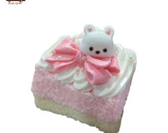 Kawaii Bunny Bolo de Morango Torrada Taba Squishy Brinquedo Artesanal Anti-Stress de Sobremesa Falsa Presente para Amantes de Comida Decoração de Mesa