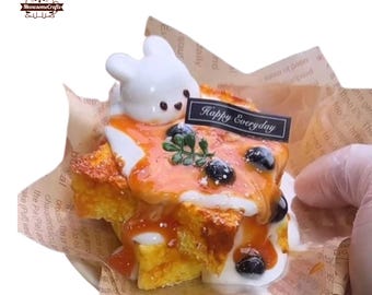 トースト型スクイーズトイ、かわいいストレス解消おもちゃ、手作りの