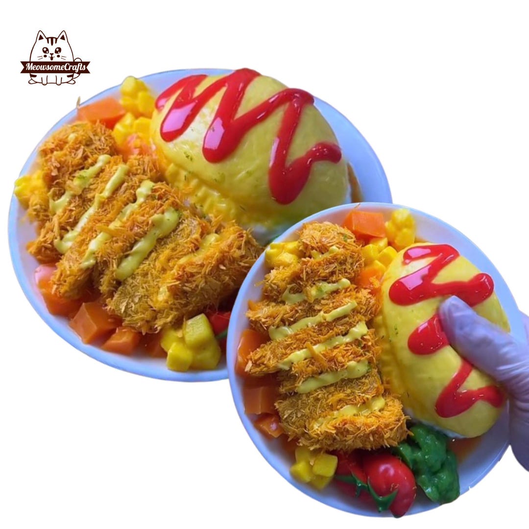 Realistic Pork Chop Rice Food Squishy Squeezable Stress Relief Sensory ...
