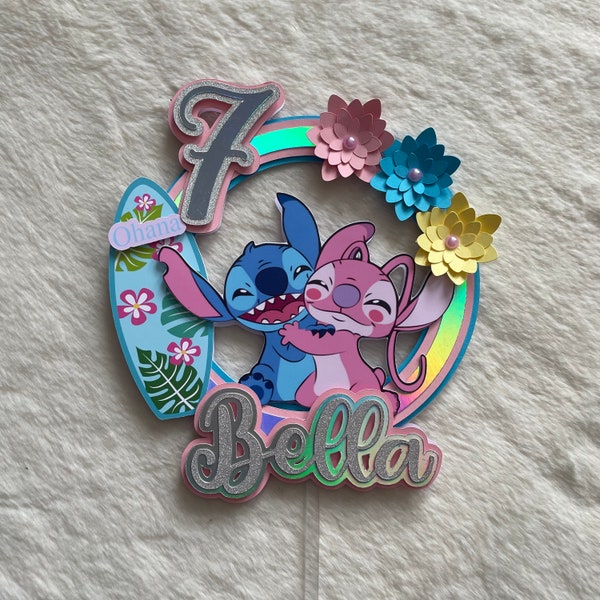 Stitch and angel cake topper, lilo and stitch party decor