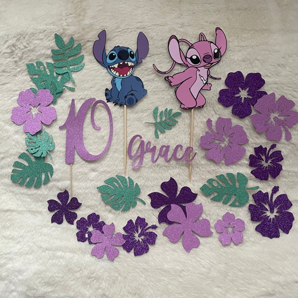 Stitch and angel cake topper, lilo and stitch party decor