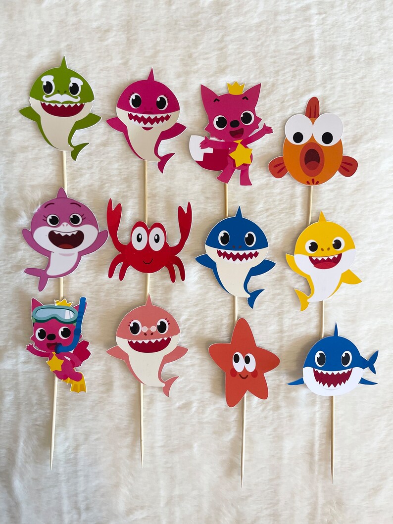 Baby Shark Cupcake Toppers Baby Shark Party Decor Etsy UK