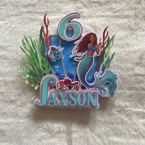 Little mermaid cake topper, little mermaid party decor