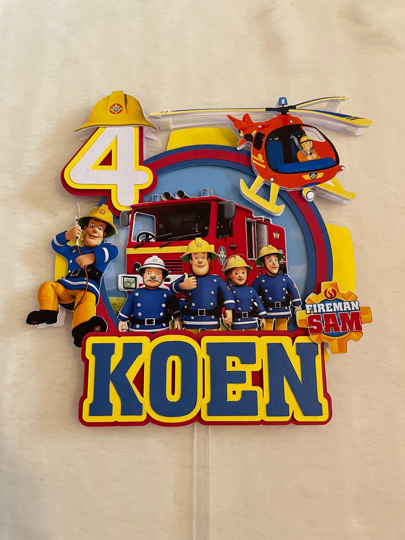 Personalised Fireman Sam Edible Icing Cake Topper - Birthday Decoration