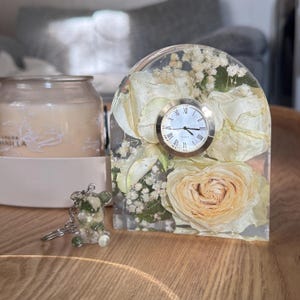 Personalized Resin Flower Preservation Clock: Wedding Keepsake Gift Funeral image 2