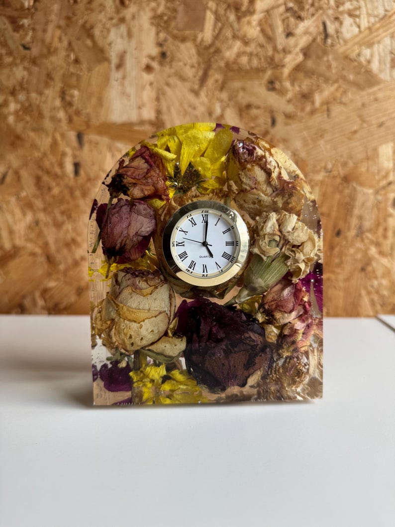 Personalized Resin Flower Preservation Clock: Wedding Keepsake Gift Funeral image 5