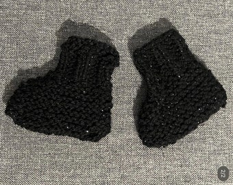 Baby Black Booties w Sparkles 0-3 months