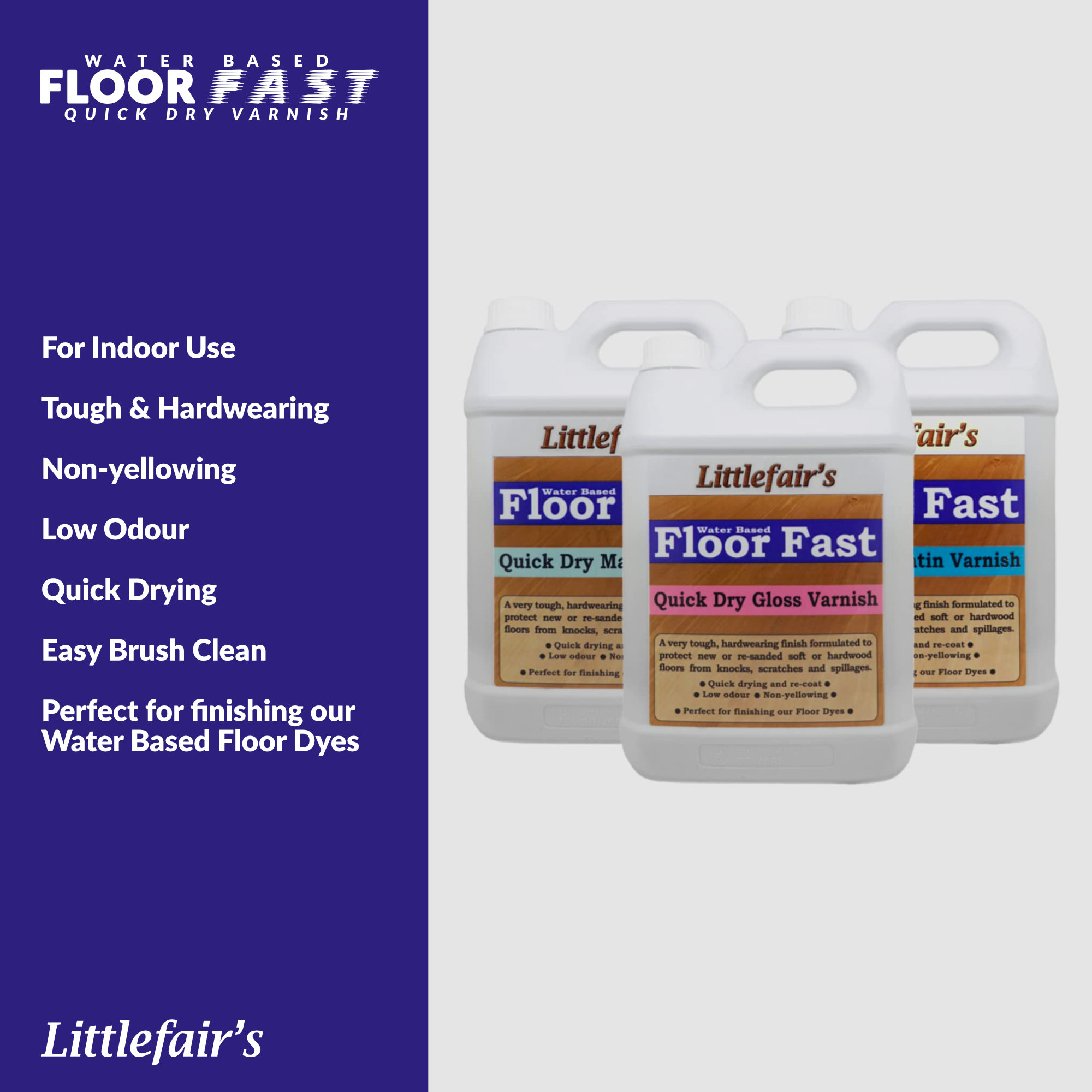 Quick Drying Water Based Floor Varnish - Littlefair's