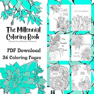 PDF Download - 35 coloring pages -The Millennial Coloring Book, This book is for Millennials, and for people who just enjoy coloring