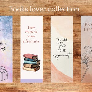 Printable Booklovers Collection digital bookmarks, Gift for book lovers, Gift for reading lovers, Instant download, Books, Bookmark set