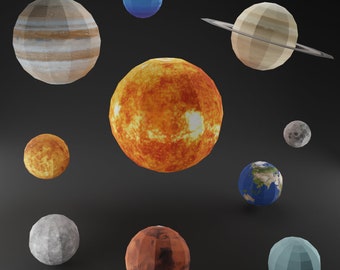 3d Solar System Planets Diy Model paper craft TEMPLATE In Pdf, Dxf Format, Kids Crafting Activities, Paper Models